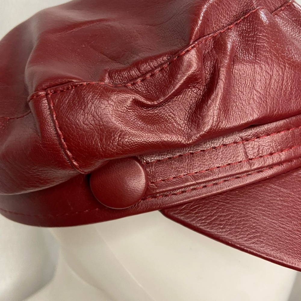 Stylish Red Leather Cap - Picture 6 of 7